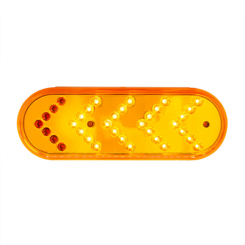 35 LED 6" Reflector Oval Sequential Turn Signal Light - Amber LED/Amber Lens