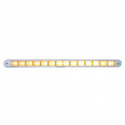 14 LED 12" Auxiliary Warning Light Bar With Bezel - Amber LED/Clear Lens