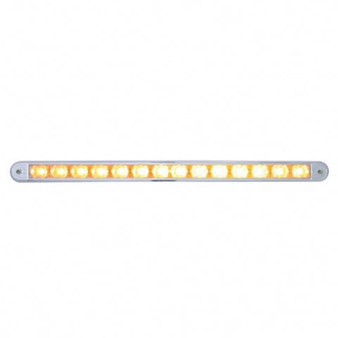 14 LED 12" Auxiliary Warning Light Bar With Bezel - Amber LED/Clear Lens