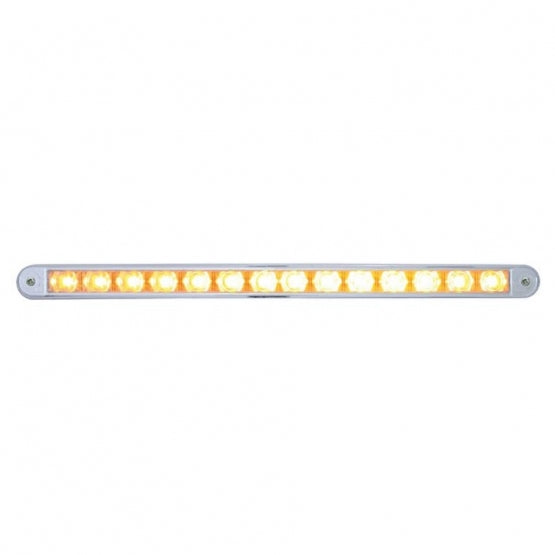14 LED 12" Auxiliary Warning Light Bar With Bezel - Amber LED/Clear Lens