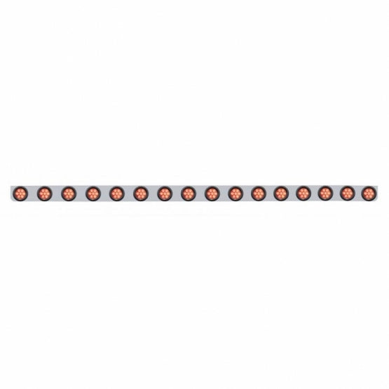 79-1/2" SS Bumper Light Bracket With 16X 7 LED 2" Reflector Light -Red LED &amp; Lens