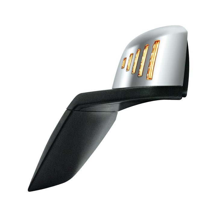 Hood Mirror Assembly W/LED Lights On Mirror Cover &amp; Glass For 2018-2024 Volvo VNL - Driver