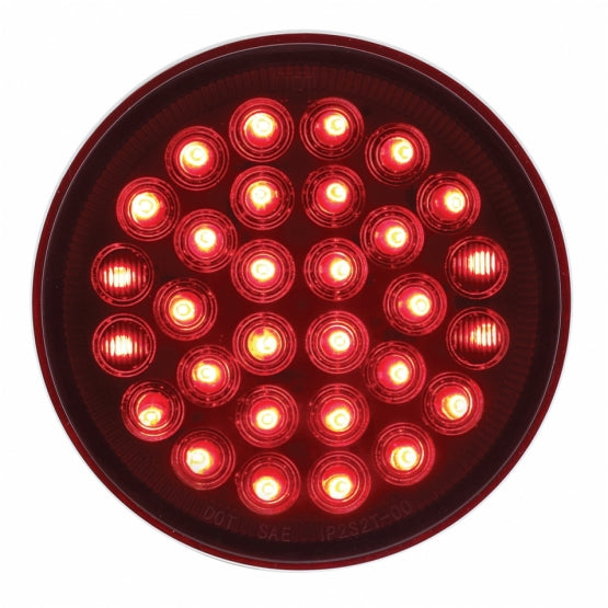 30 LED 4" Round Light (Stop, Turn &amp; Tail) - Red LED/Red Lens