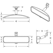 10" Black Day/Night Interior Rearview Mirror Assembly - Glue-On Mount