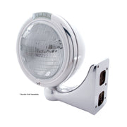 Stainless Steel Classic Headlight 6014 Bulb & LED Turn Signal - Clear Lens