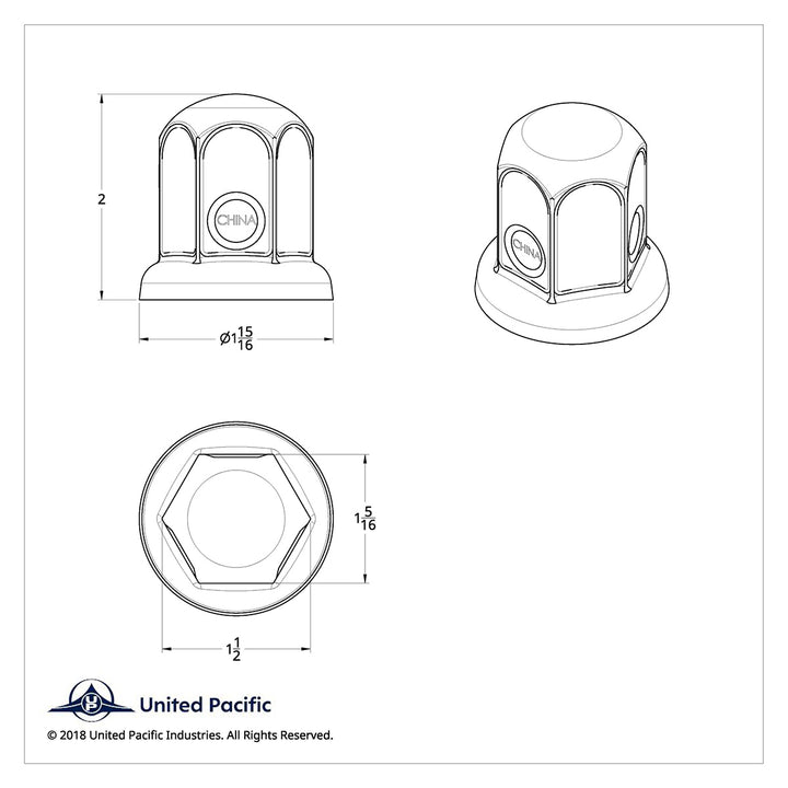 33mm X 2" Chrome Steel Standard Nut Cover With Flange