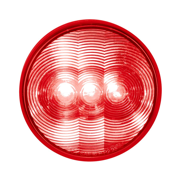 3 LED 4" Round Light (Stop, Turn, &amp; Tail)-Red LED/Red Lens