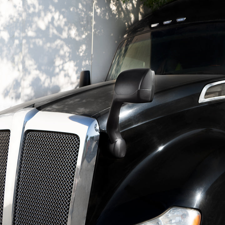 Black Hood Mirror For 2013-2021 Kenworth T680 &amp; 2012-2021 Peterbilt 579-Passenger