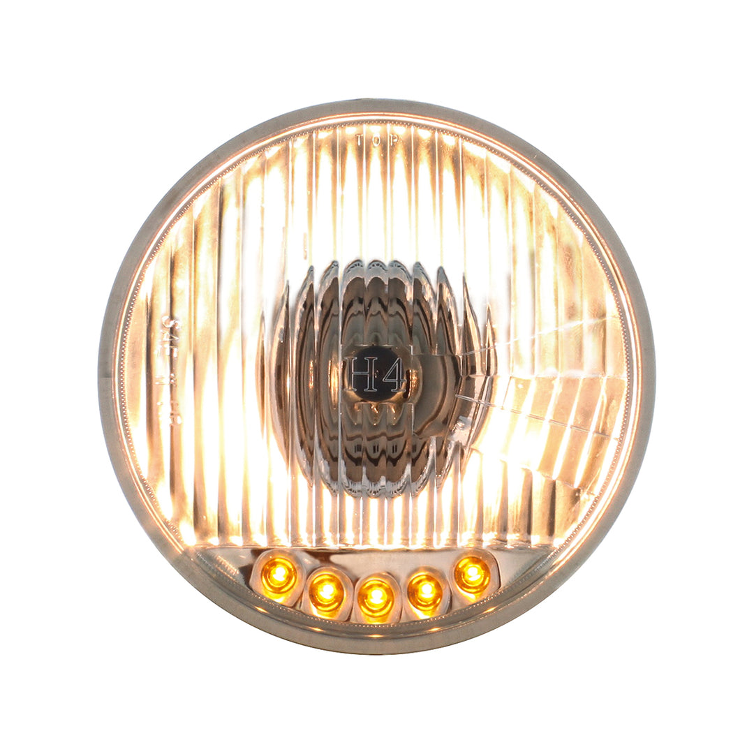 5-3/4" Crystal Halogen Headlight With 5 LED Position Lights
