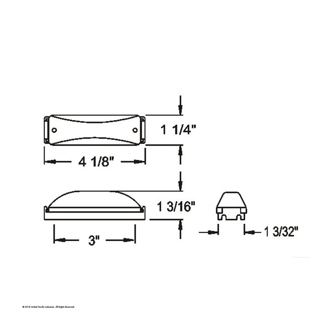Rectangular Light Kit (Clearance/Marker) With Chrome Bracket - Red Lens