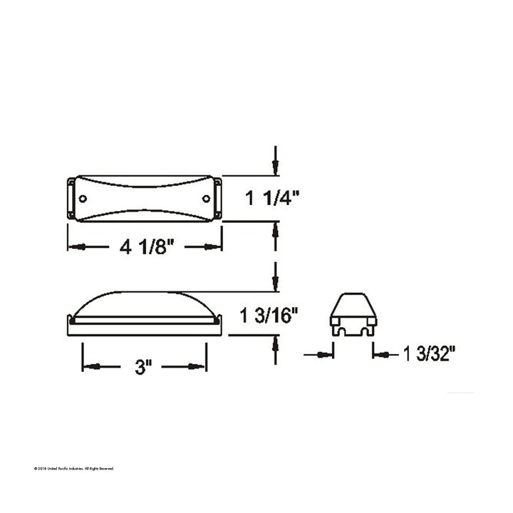 Rectangular Light Kit (Clearance/Marker) With Chrome Bracket - Red Lens