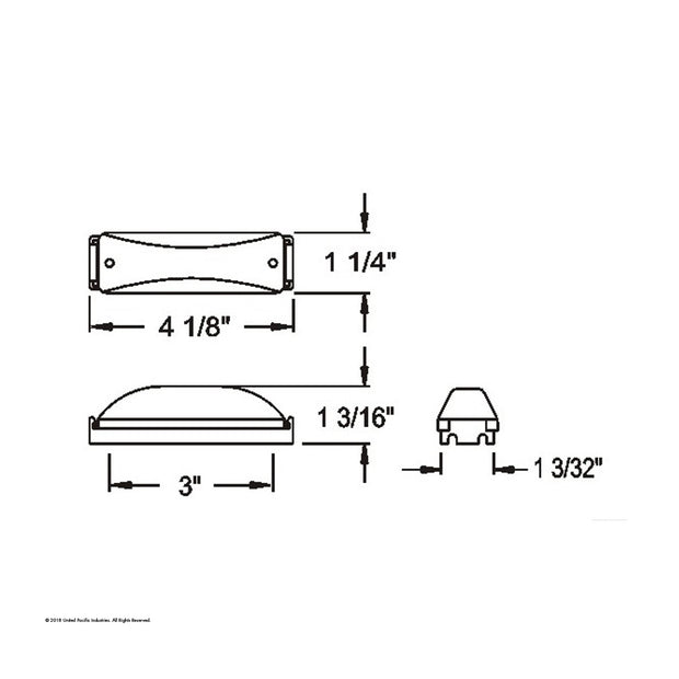 Rectangular Light Kit (Clearance/Marker) With Chrome Bracket - Red Lens