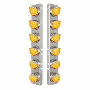 SS Front Air Cleaner Bracket W/12X 17 Amber LED Watermelon Lights & SS Visors For Peterbilt-Amber Lens