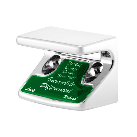 Chrome Plastic Axle/Differential Switch Guard With Glossy Sticker For 1990-2010 Freightliner Classic-Green