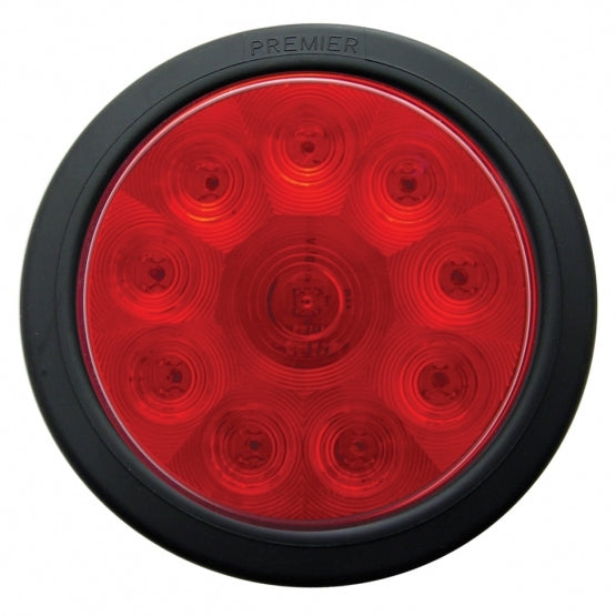 10 LED 4" Round Light Kit (Stop, Turn &amp; Tail) - Red LED/Red Lens