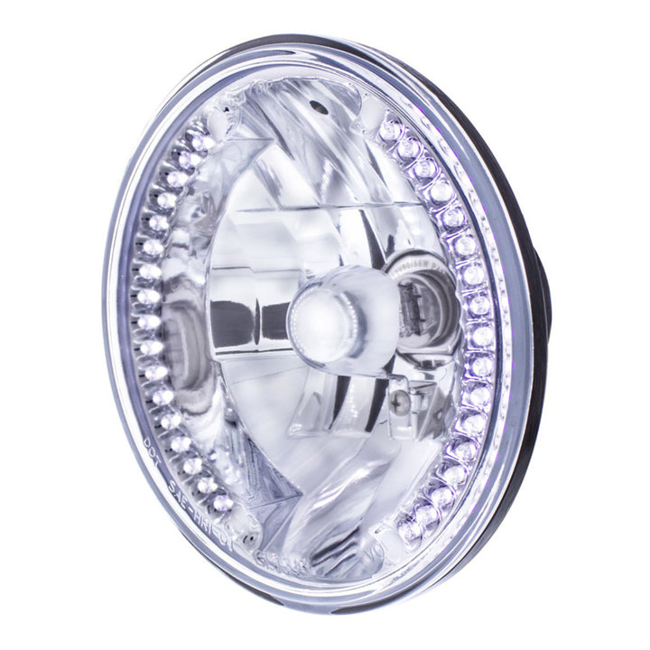 7" Crystal Headlight With 34 White LED Position Light