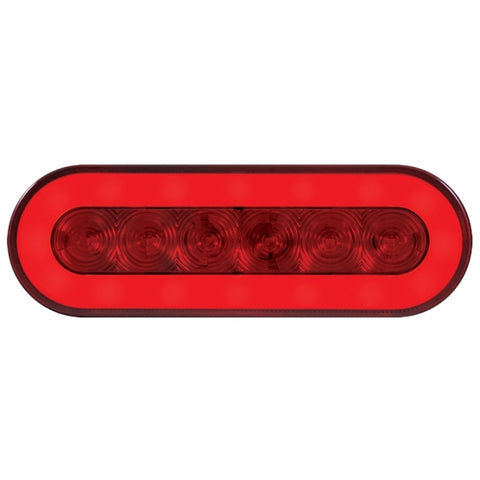 Stainless Top Mud Flap Bracket With 3X 22 LED 6" Oval GloLight & Visors - Red LED/Red Lens (Each)