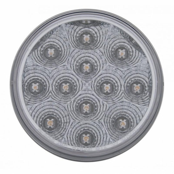 3-3/4" Bolt Pattern Chrome Spring Loaded Bar W/6X 12 Red LED 4" Refl. Lights & Visors -Clear Lens (Pair)