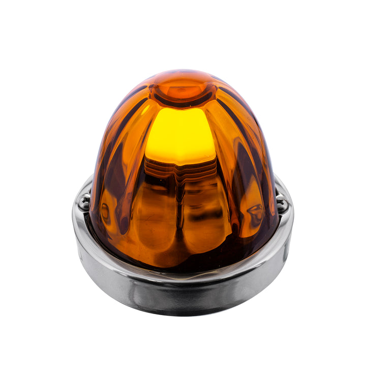 Dual Function Glass Watermelon Flush Mount Kit With LED Bulb - Amber
