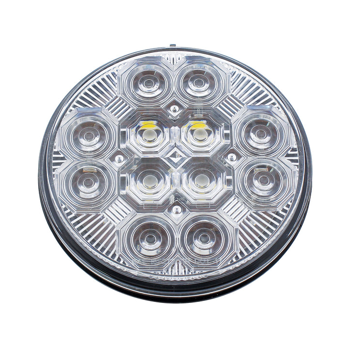 4" Round Combo Light With 12 LED Stop, Turn &amp; Tail &amp; 16 LED Back-Up - Red LED/Clear Lens