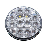 4" Round Combo Light With 12 LED Stop, Turn & Tail & 16 LED Back-Up - Red LED/Clear Lens