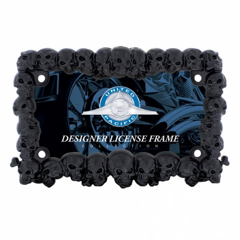 Skull Motorcycle License Plate Frame - Black