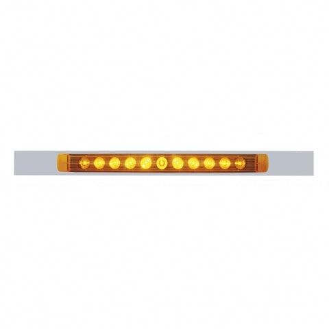Chrome Top Mud Flap Plate With 11 LED 17" Light Bar - Amber LED/Amber Lens (Each)