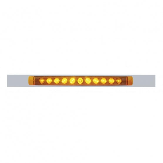 Chrome Top Mud Flap Plate With 11 LED 17" Light Bar - Amber LED/Amber Lens (Each)