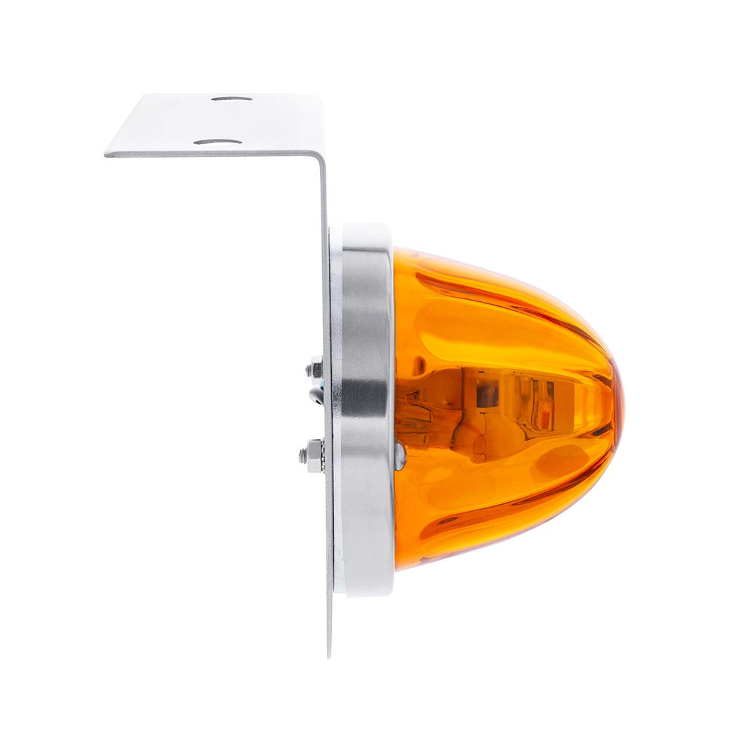 Star-Burst Glass Watermelon Light With Stainless Steel Light Bracket Kit-Amber LED/Amber Lens
