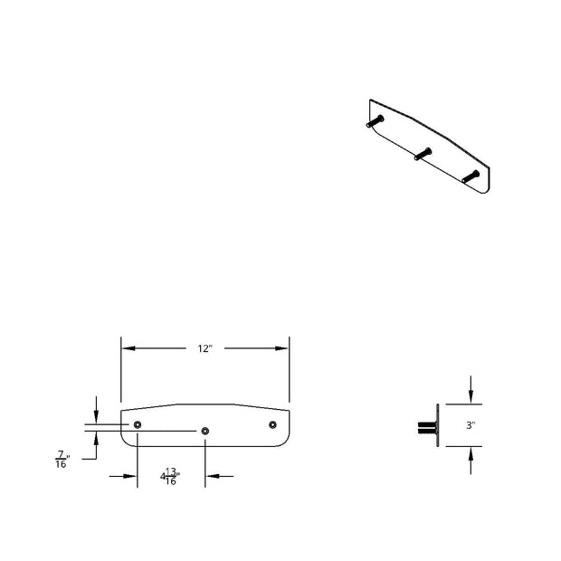 3" X 12" Chrome Standard Bottom Mud Flap Plate - Welded Stud