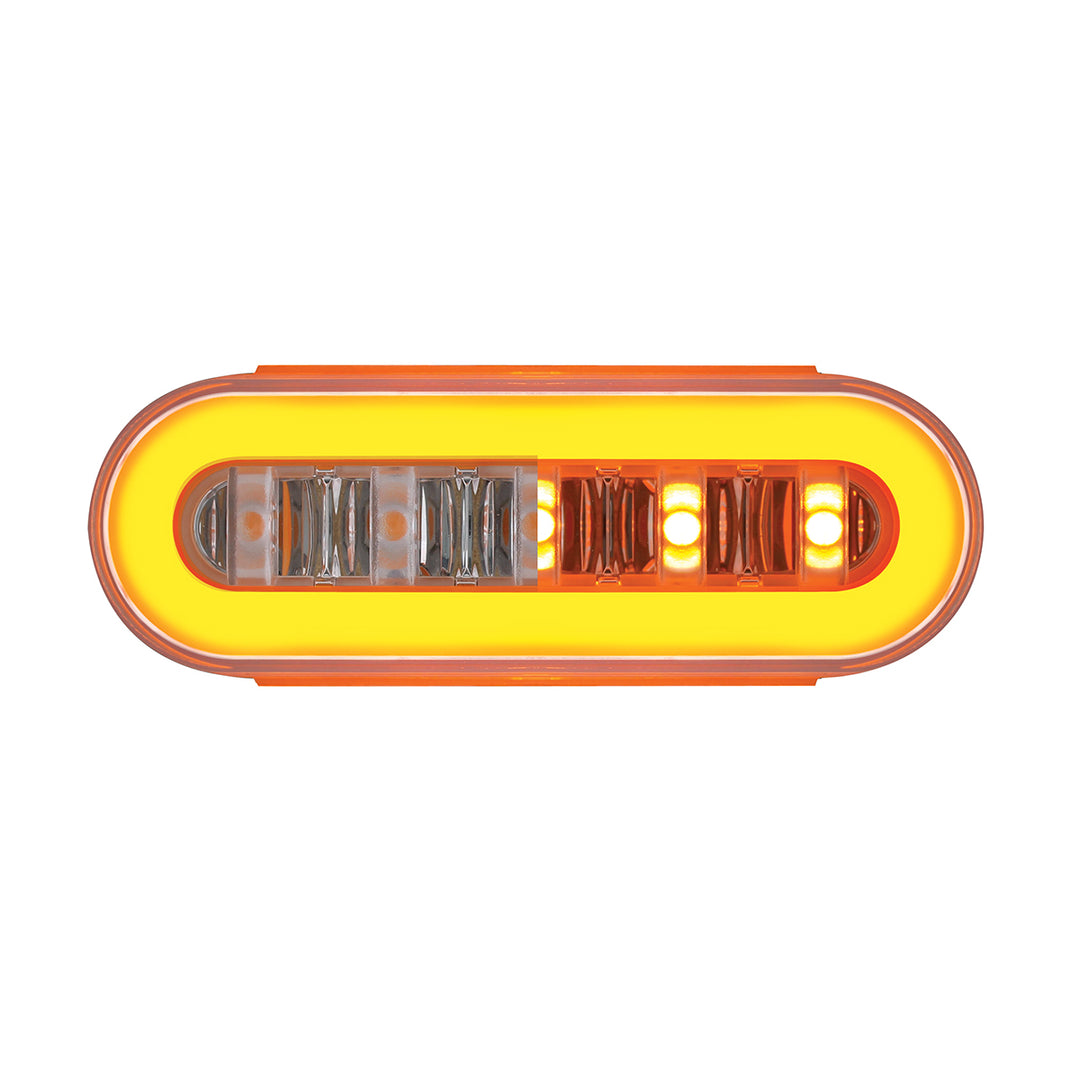 22 LED 6" Oval Clear Lens With Halo Insert GloLight Light - Amber LEDs/Amber Insert (Card)