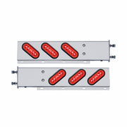 3-3/4" Bolt Pattern SS Spring Loaded Bar With 6X 22 Red LED 6" Oval GloLight & Grommet -Red Lens (Pair)