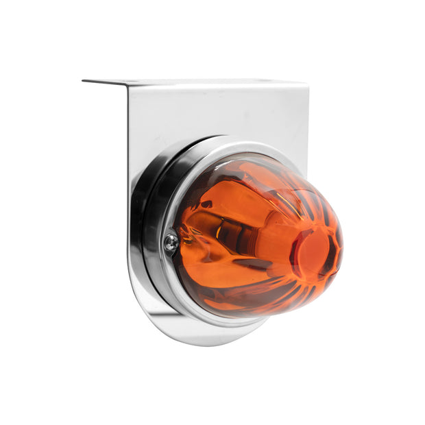 Dual Function Glass Watermelon Light With Stainless Steel Light Bracket Kit With LED Bulb-Amber