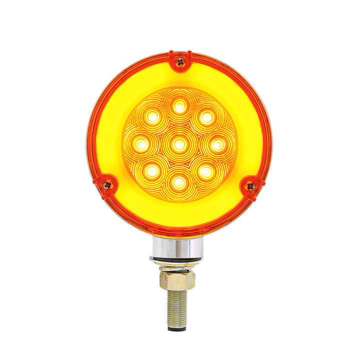 54 LED Single Stud Double Face GloLight (Turn Signal) - Amber &amp; Red LED/Clear Lens
