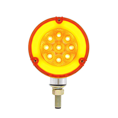 54 LED Single Stud Double Face GloLight (Turn Signal) - Amber & Red LED/Clear Lens