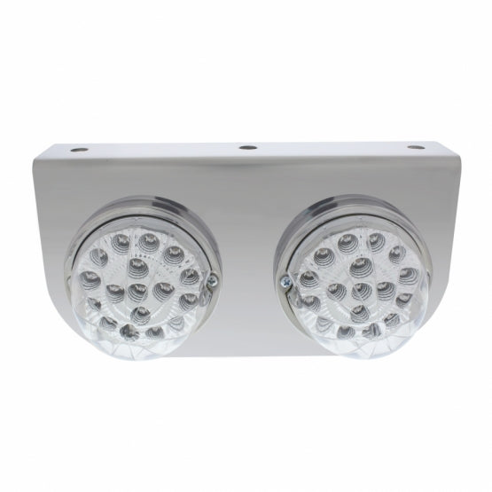 Stainless Light Bracket With 2X 17 LED Dual Function Clear Reflector Lights - Clear Lens