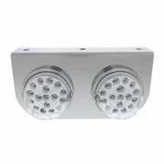 Stainless Light Bracket With 2X 17 LED Dual Function Clear Reflector Lights - Clear Lens