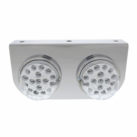 Stainless Light Bracket With 2X 17 LED Dual Function Clear Reflector Lights - Clear Lens