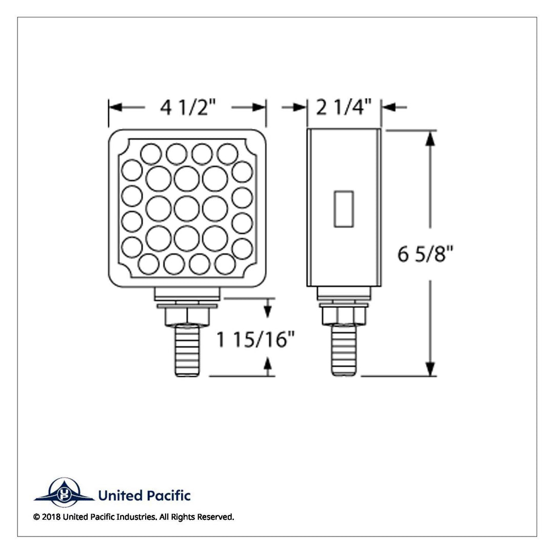 52 LED Single Stud Double Face Turn Signal Light (Driver) - Amber &amp; Red LED/Amber &amp; Red Lens