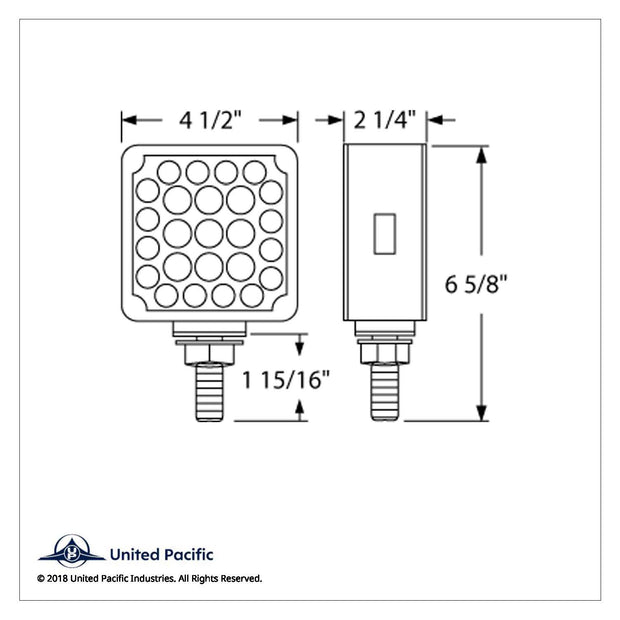 52 LED Single Stud Double Face Turn Signal Light (Driver) - Amber & Red LED/Amber & Red Lens
