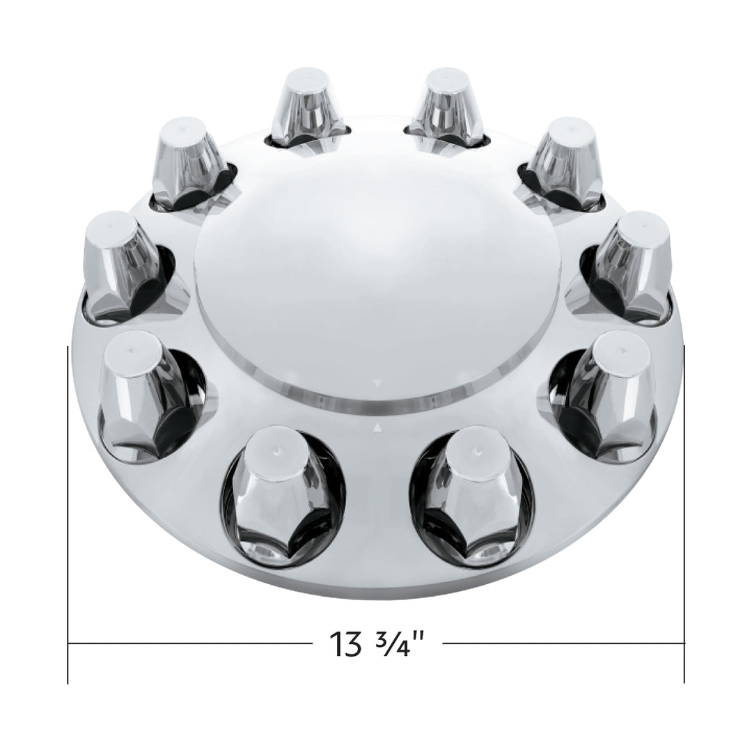 Dome Front Axle Cover With 33mm Standard Style Push-On Nut Covers - Chrome