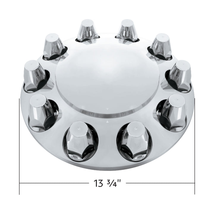 Dome Front Axle Cover With 33mm Standard Style Push-On Nut Covers - Chrome