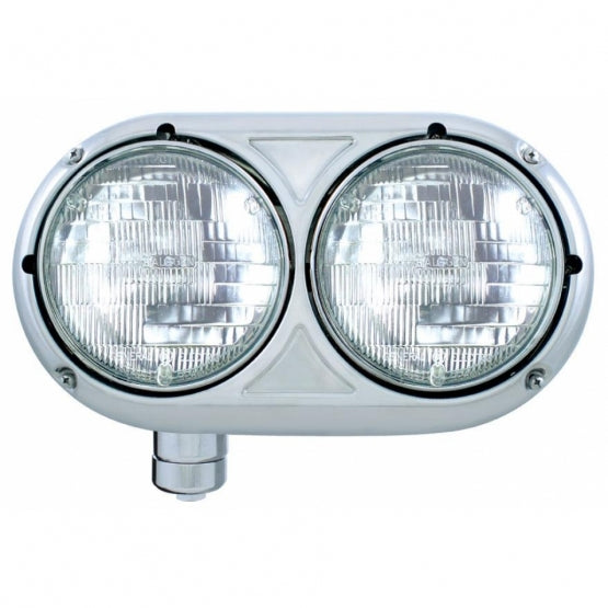 Headlight Assembly With Halogen Bulbs &amp; 304 SS Housing For Peterbilt 359 - Driver