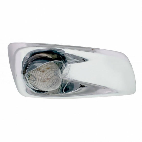 Fog Light Cover With 19 LED Beehive Light &amp; Visor For 2007-17 KW T660 (Passenger) - Amber LED/ Clear Lens