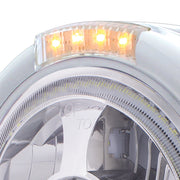 Stainless Steel Bullet Half Moon Headlight LED Projection Headlight & LED Turn Signal - Clear Lens