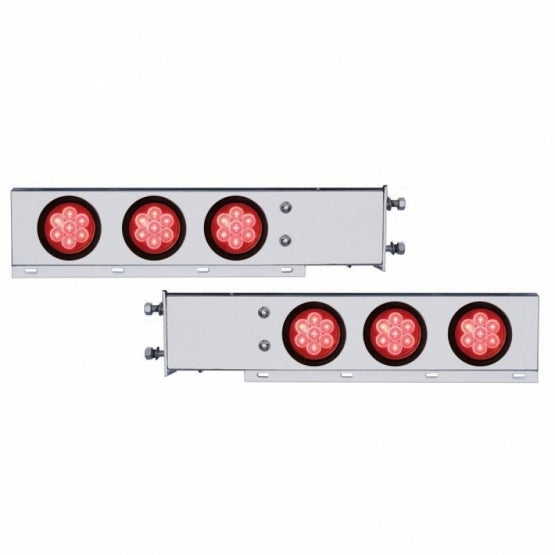 3-3/4" Bolt Pattern Deluxe SS Spring Loaded Bar W/6X 7 Red LED 4" Reflector Light -Red Lens (Pair)