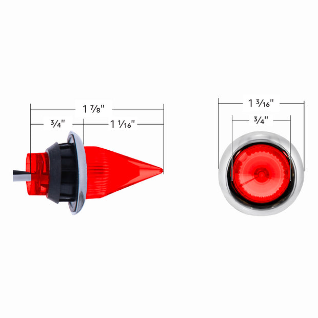 4 LED Dual Function 3/4" Mini Spike Light With SS Bezel (Clearance/Marker) - Red LED/Red Lens