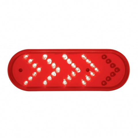 35 LED 6" Oval Sequential Turn Signal Light - Red LED/Red Lens