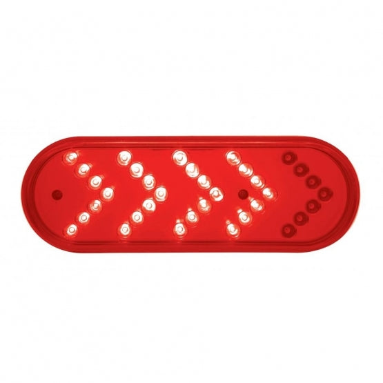 35 LED 6" Oval Sequential Turn Signal Light - Red LED/Red Lens