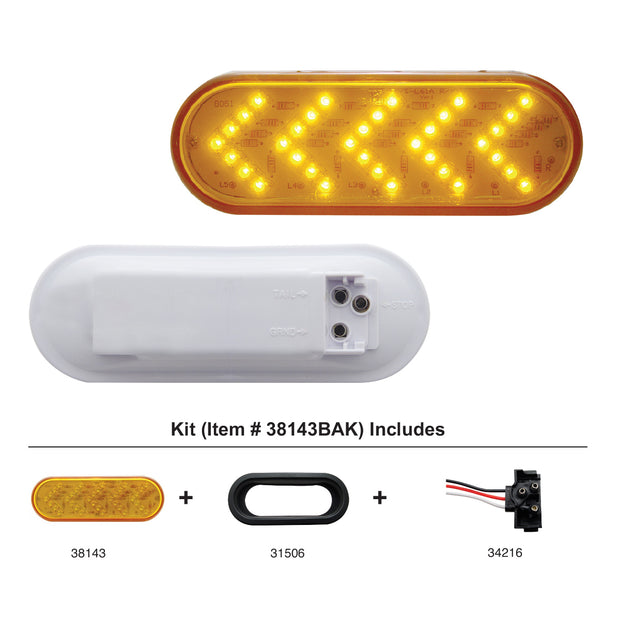 35 LED 6" Oval Sequential Turn Signal Light Kit - Amber LED/Amber Lens